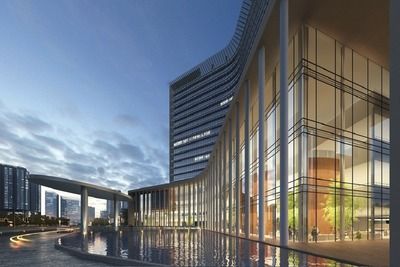 鋼結(jié)構(gòu)酒店效果圖（鋼結(jié)構(gòu)酒店效果圖展示了利用鋼結(jié)構(gòu)建筑和陽光板技術(shù)構(gòu)建的酒店外觀和內(nèi)部布局）
